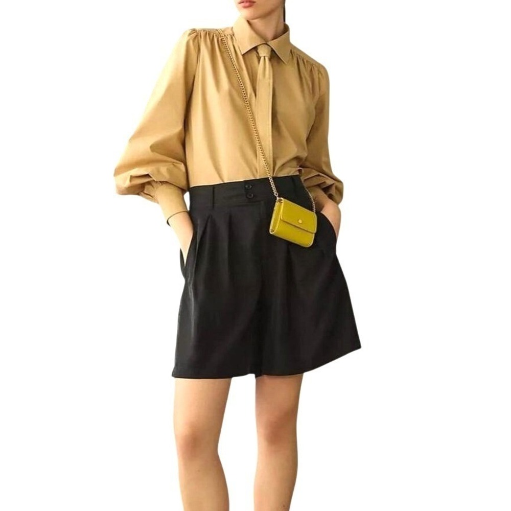 By Anthropologie Pleated Long Shorts Black High Rise Modal Size 2 - Picture 1 of 16